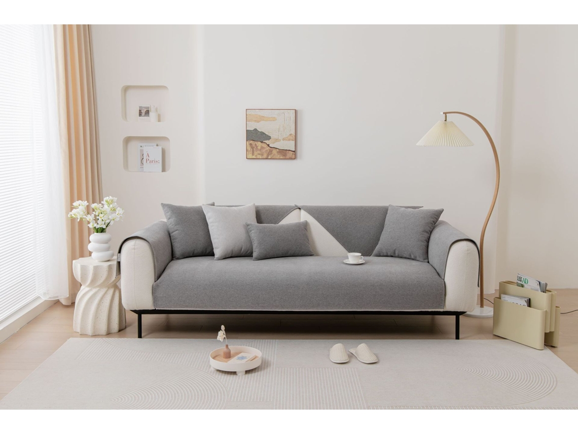 Funda de asiento de sofá antideslizante Protector de cojín de sofá -Gris poco profundo-110x210CM LUUCOZK