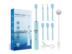 Irrigador Bucal Limpiador de Dientes Eléctrico Blanqueador de Dientes Todo en Uno-8 en 1 Azul DIGITALLAB