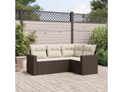 Conjunto de sofás de jardín de 4 piezas DKD Home Decor con cojines de mimbre marrón