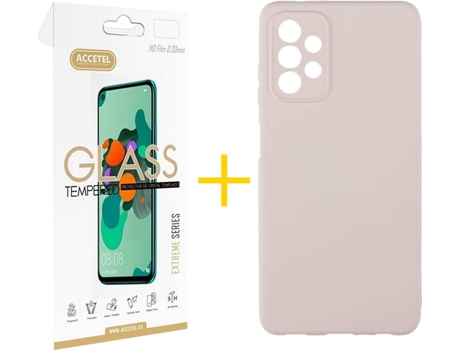 Kit Funda + Protector de Pantalla Samsung A32 5G ACCETEL Cristal Templado 4621 Rosa