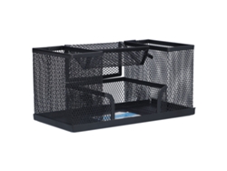 Porta Lápices De Metal Rectangular Con Rejilla Contenedor De Escritorio Negro Organizador De Oficina