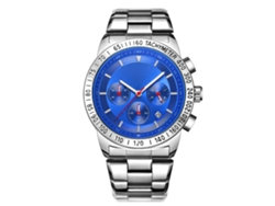 Reloj De Pulsera Ochstin Para Hombre Con Brazalete De Acero, Esfera Redonda, Movimiento De Cuarzo, Azul Y Plateado.