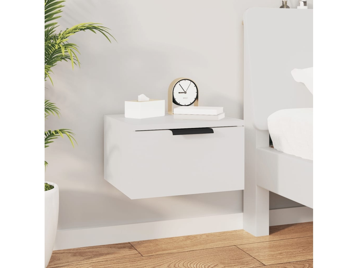 Mesita de Noche Pared Madera Blanco (34x30x20cm)