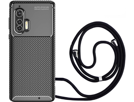 Funda Motorola Edge + Rugged Carbon Con Collar Negro