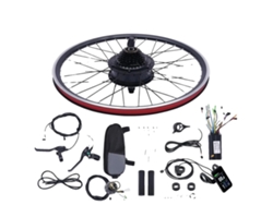 Kit de conversión para bicicleta eléctrica, motor potente, fácil montaje, negro.