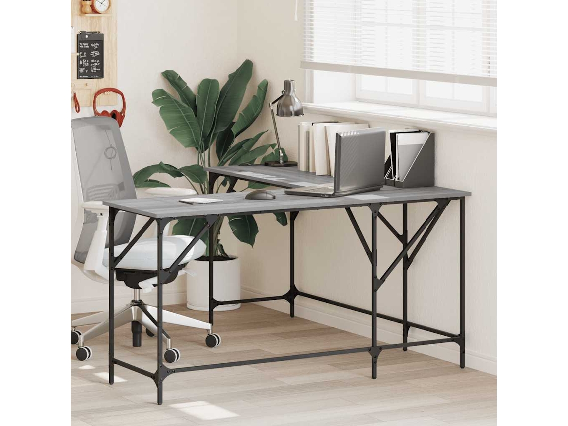 Escritorio | Mesa | Escritorio 149x149x75 cm Derivados de madera Gris Sonoma