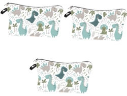 Neceser De Maquillaje De 3 Piezas Con Estampado De Dinosaurios, Kit De Maquillaje Portátil Multifuncional Para Viajes Y Actividades.