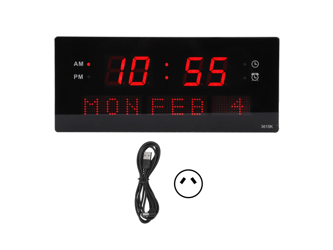 Reloj de pared LED Baok con marco negro, estilo elegante, pantalla digital para el hogar y la oficina.