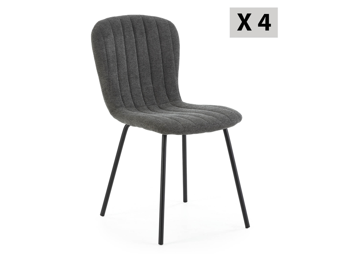 Conjunto de 4 Cadeiras Lucky Estofadas Cinza Escuro VS VENTA-STOCK 46 x 57 x 85