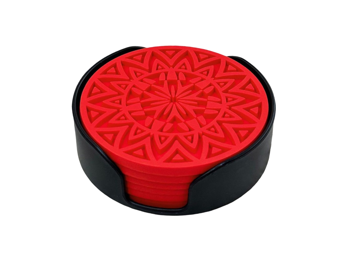HYMNORA Posavasos de silicona [6 unidades] - Con soporte, para casa/oficina