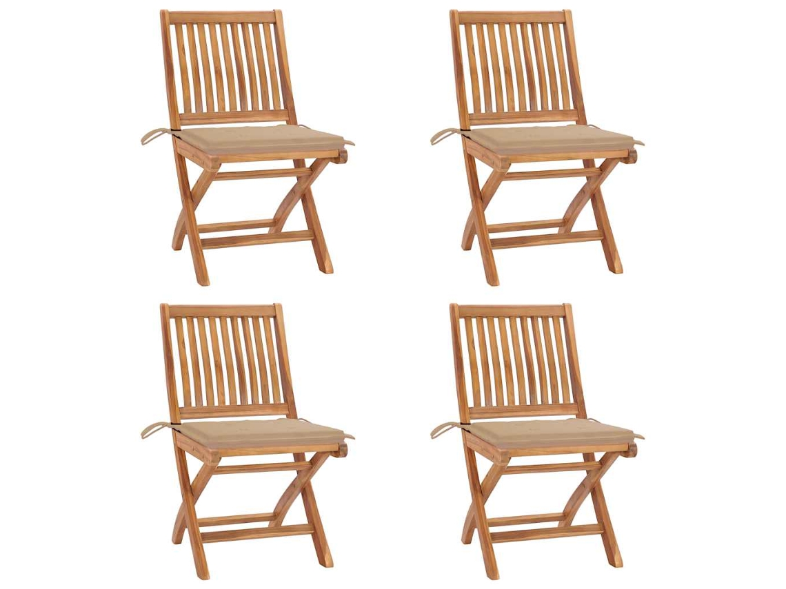 Sillas de jardín plegables de 4 piezas con cojines DKD Home Decor