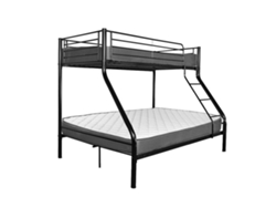 Litera Doble de Metal Negro con 2 Colchones 90X190 y 135X190 SALDOSYSTOCKS