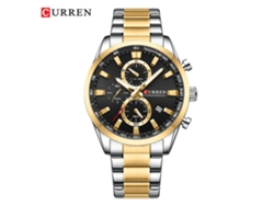 Reloj De Pulsera De Cuarzo Cronógrafo De Seis Agujas Para Hombre, De Acero Inoxidable, Con Indicador De Fecha (dos Tonos De Negro).