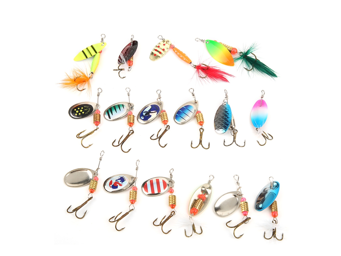Kit De 16 Lures De Pesca Con Lentejuelas 3.5g-5.5g Bait Artificial Con Anzuelo Triple Accesorio De Pesca