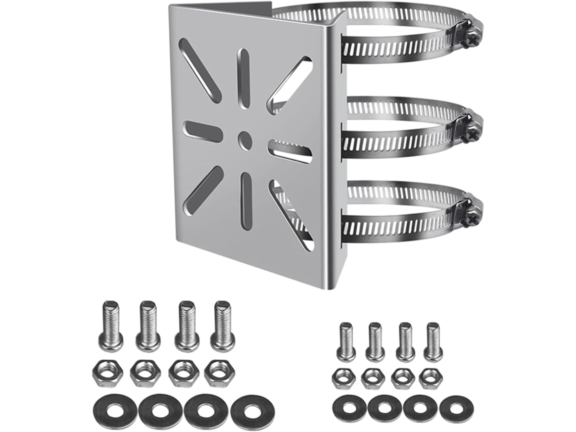 Soporte De Acero Resistente Para Cámaras De Seguridad, Apto Para Instalación En Exteriores, Con Una Base Ancha Y Reforzada.