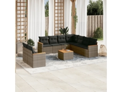 Conjunto de sofás de jardín de 10 piezas DKD Home Decor con cojines de mimbre gris