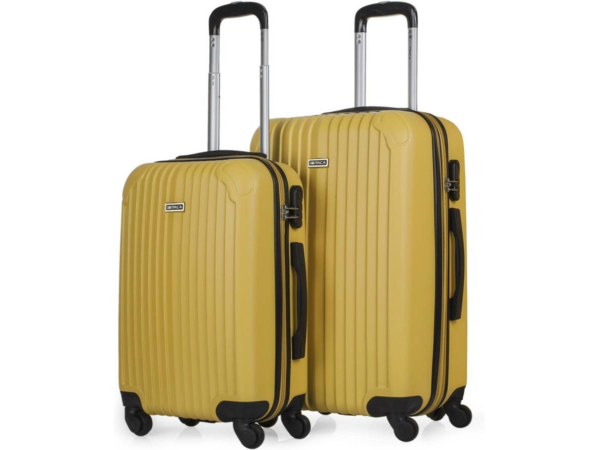 Conjunto 2 Maletas De Viaje ITACA Abs Dura Amarillo (40 x 55 x 20 cm - 35/70/100 L)