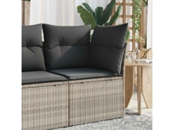 Sofá esquinero de jardín con cojines en mimbre gris claro, Dkd Home Decor