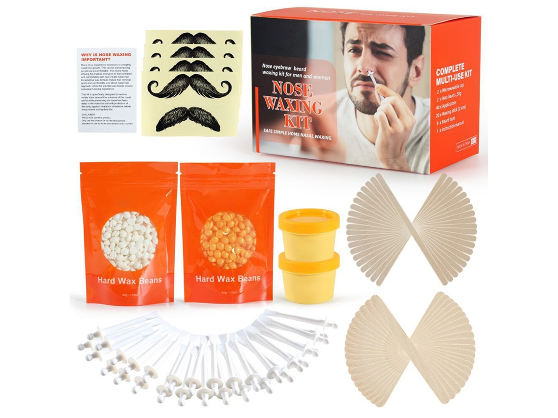 Kit De Cera Para Depilar Pelo Nasal Con Frijoles De Cera, Tazas De Microondas Y Palillos Para Nariz