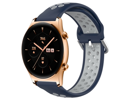 Correa de reloj inteligente para Honor Watch GS 3, correa de reloj deportivo transpirable perforada de silicona de 22mm (azul medianoche + gris)