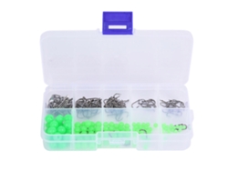 200 Ganchos De Pesca Con Cuentas Luminosas Antideslizantes Y Caja De Almacenamiento Plástico Para Kit De Pesca En Agua Salada Y Dulce