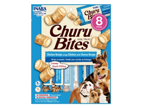 CHURU Dog Bites Receita de Frango com Queijo 8X8X12 Gr