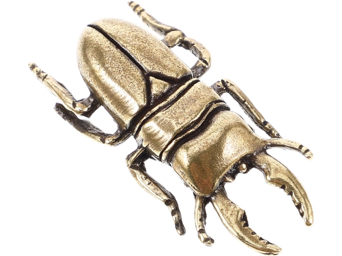 Figura Escarabajo Latón Dorado Decoración Escritorio Estilo Antiguo Pieza Colección Adorno Hogar Oficina Arte