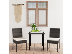 Conjunto de comedor de jardín de 3 piezas DKD Home Decor en mimbre negro PE