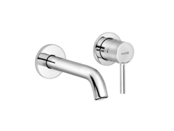 Grifo monomando de pared Kludi Bozz con dos orificios, saliente de 180 mm, 382440576, color cromo