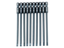 Conjunto De 10 Pontas De Parafusadeira Chata De Aço Liga S2, Cabo Hexagonal 1/4'', 100mm, H6.3*100*sl4mm, Magnéticas