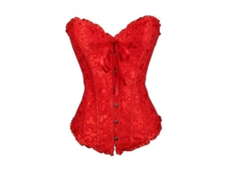 Corset Gothic Jacquard Con Huesos Plásticos Para Fiesta Bodas Halloween Control Abdominal 6xl Rojo