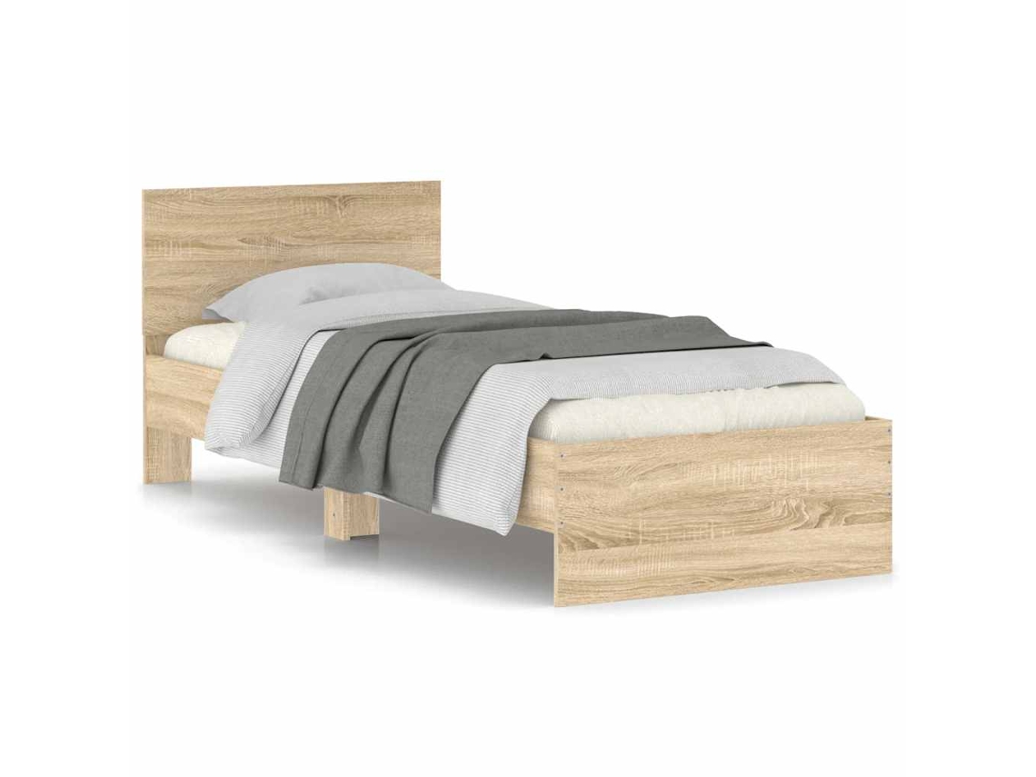 Maison Exclusive - Estructura Cama Con Cabecero Sin Colchón Roble Sonoma 90x200 Cm