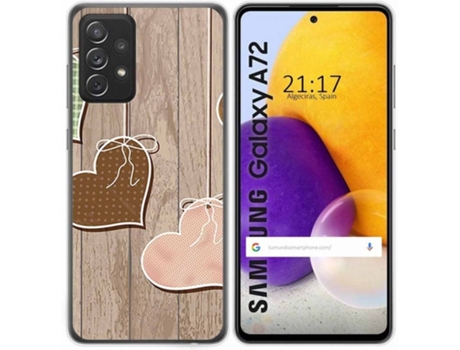 Carcasa Samsung Galaxy A72 TUMUNDOSMARTPHONE Corazones Madera Multicolor