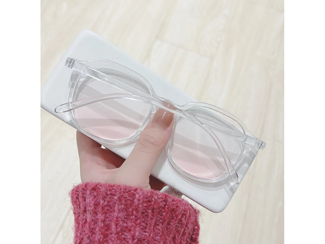 Gafas De Montura Grande Con Filtro De Luz Azul Para Videojuegos Y Uso De Ordenador - Moda Femenina - Blanco Rosado Transparente - 0 Dioptrías
