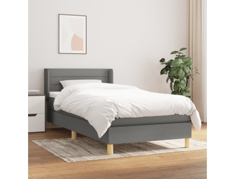 vidaXL Cama con somier y colchón 90x190 cm tela gris oscuro