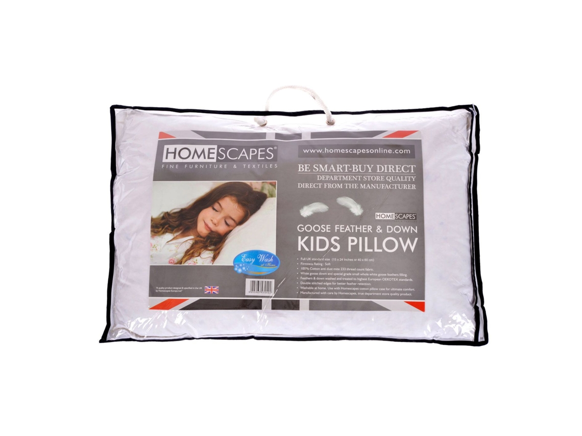 Almohada De Dormir Homescapes Goose Feather Down Algodón Blanco (40x60)