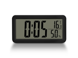 Reloj de pared LED 15 cm, temperatura y humedad, soporte plegable y montaje en pared Kofihety