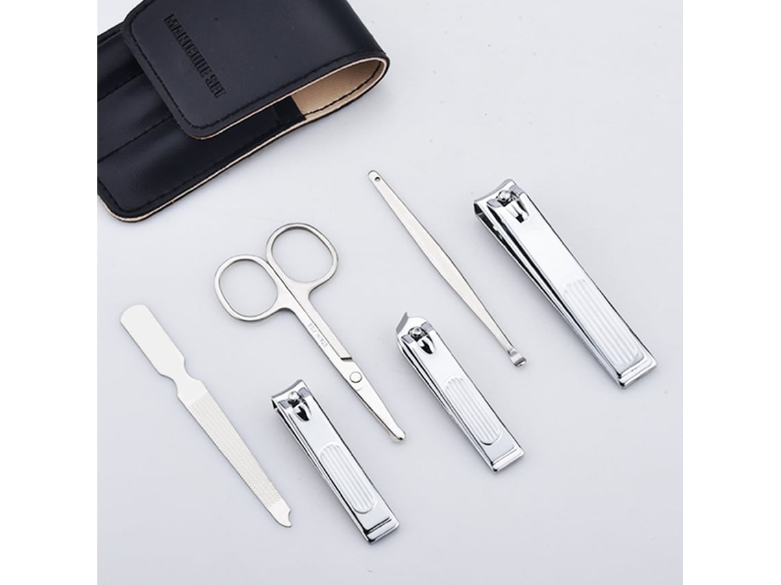 Rebe-set de 6 cortauñas de acero inoxidable para manicura y pedicura, regalo portátil