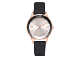 Reloj De Pulsera De Cuarzo Para Mujer Con Esfera Redonda Y Correa Sencilla De Aleación De Poliuretano Negra.