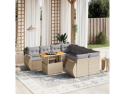 Conjunto de 9 sofás de jardín con cojines de mimbre beige de Dkd Home Decor