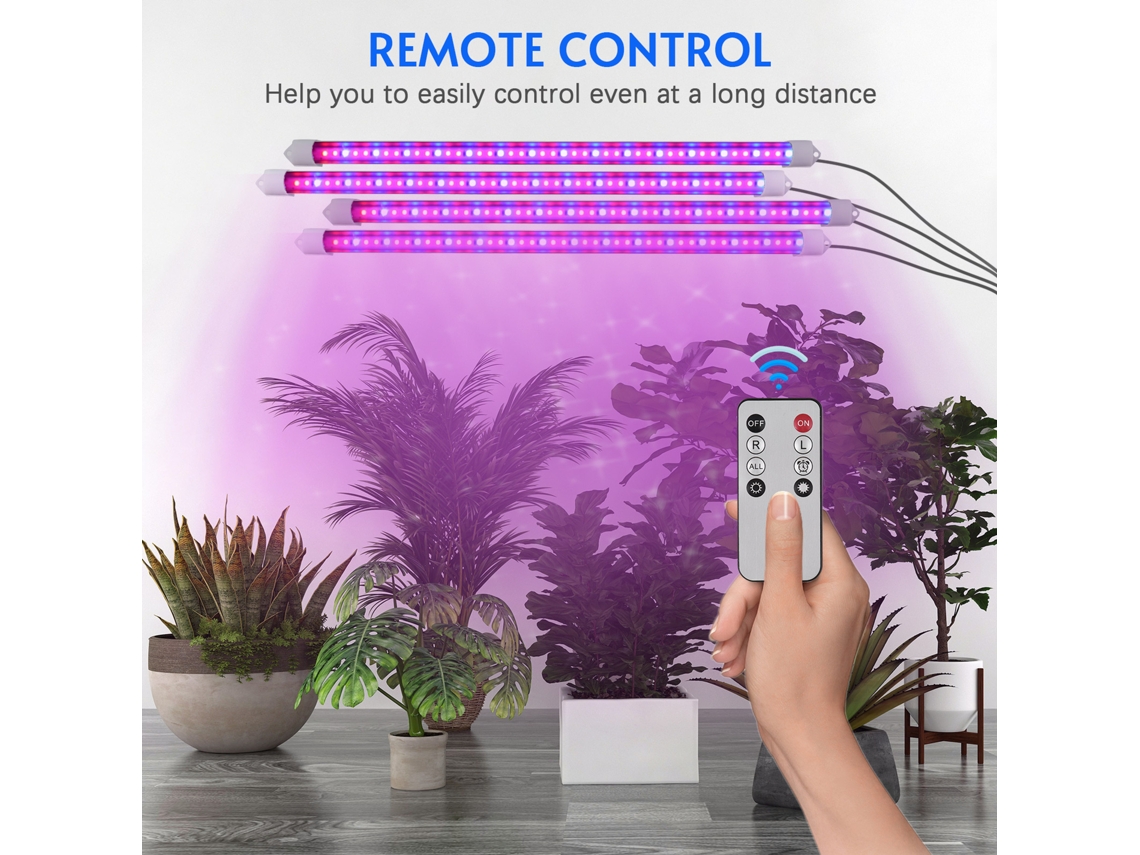 4 Tiras Led De Espectro Completo Para Cultivo De Plantas Con 10 Niveles De Brillo, Temporizador Y Control Remoto.