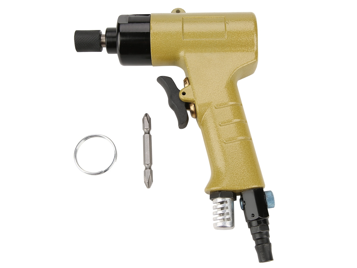 Destornillador neumático industrial reversible de 1/4" con una velocidad de rotación de 8000 rpm.