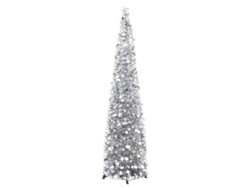 Árbol de Navidad plateado plegable, ideal para hacer tú mismo.