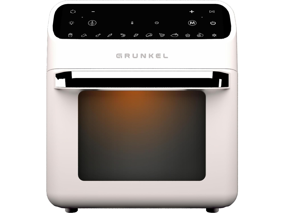 GRUNKEL - Freidora aire XXL - Airfryer - FRYER OVEN de 12L y 1500W con panel de control digital Multifunción y ventanal visualización retroiluminada. Temporizador 60 minutos - Blanco
