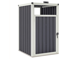 Tapa para cubo de basura de 240 L, con apertura de 180°, fabricada en acero galvanizado, mide 73 x 81 x 122 cm y está pintada en gris oscuro.
