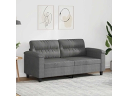 Sofá de 2 plazas - Sofá para salón - Sofá de relax 140 cm Tejido de microfibra gris oscuro HARLANV1
