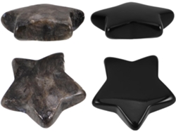Juego De 4 Piedras Decorativas En Forma De Estrella, De Cristal Natural Y Obsidiana Negra Pulida