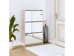 Zapatero Organizador con Espejo 3 Divisiones 63X17X102,5 Cm Gris Cemento