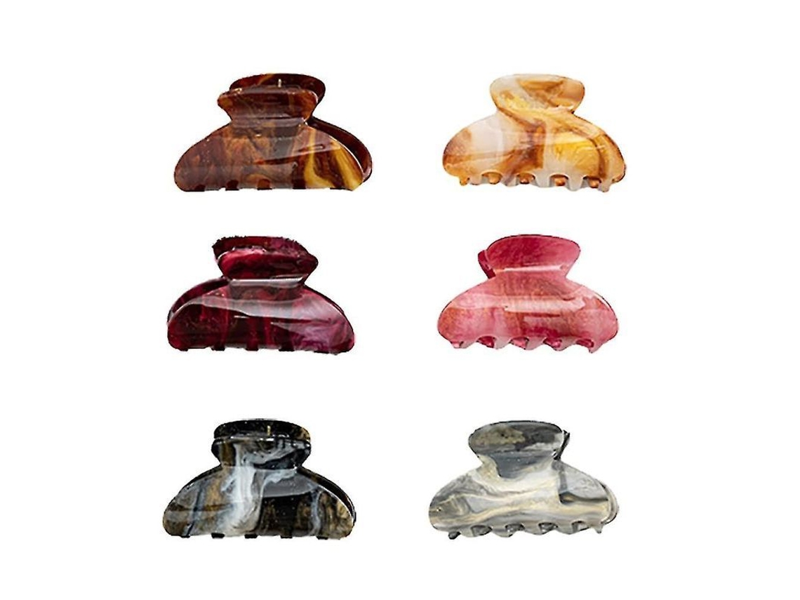 2026-6pcs Pinzas De Pelo Claw De 6.5cm De Acetato Celulosa Con Estilo Tortuga Y Estampado Leopardo Para Mujer, Diseño Elegante Y Fuerte Agarre