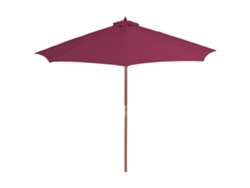 Sombrilla de exterior con mástil de madera, 300 cm, color rojo burdeos, EXCLUSIVA DE LA CASA